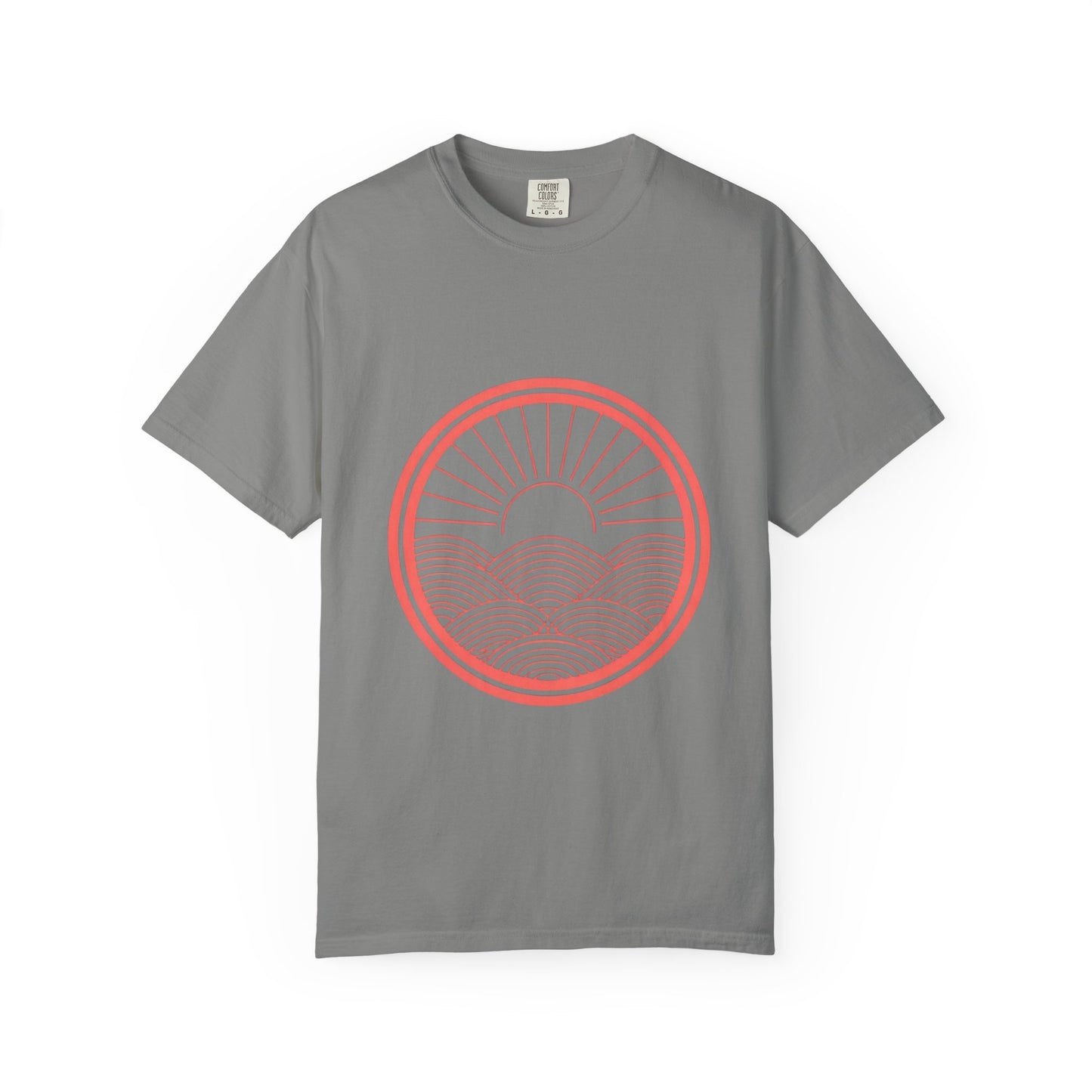 Sunrise Waves T-Shirt — Minimal Coral Circle Graphic Tee