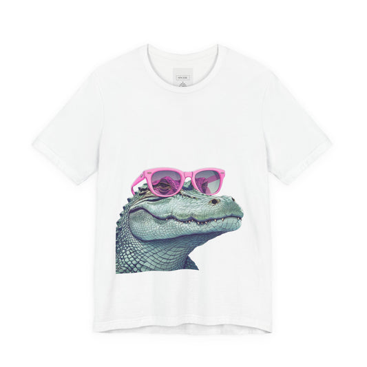 Alligator in Pink Sunglasses Graphic Tee — Funny Tropical Animal T-Shirt
